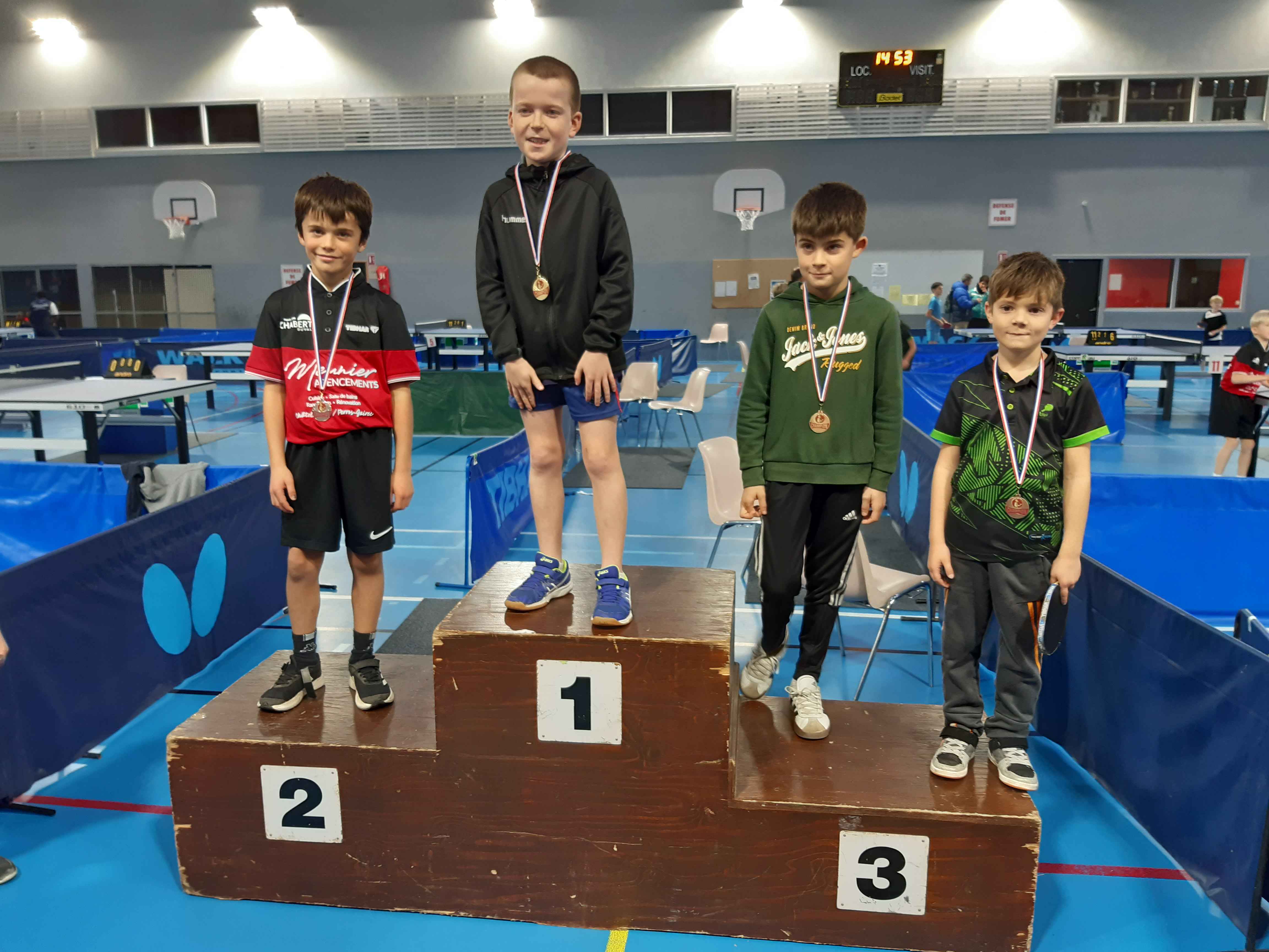 Le podium du tour 2 du critérium fédéral départemental benjamin